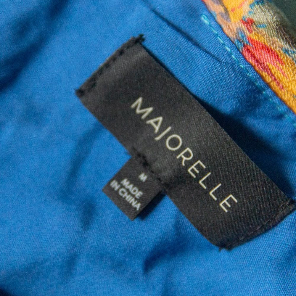 Majorelle x Revolve Blue Floral Salsa Off Shoulder Faux Wrap Mini Dress Sz M - Picture 4 of 10